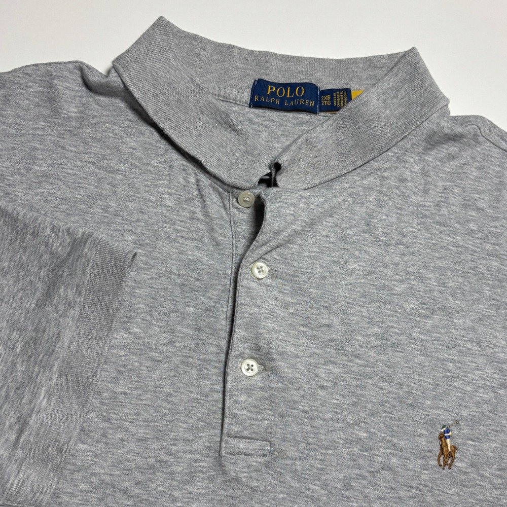 Polo Ralph Lauren Solf Cotton Polo Mens 2XB Gray Heather Big & Tall Pony Shirt